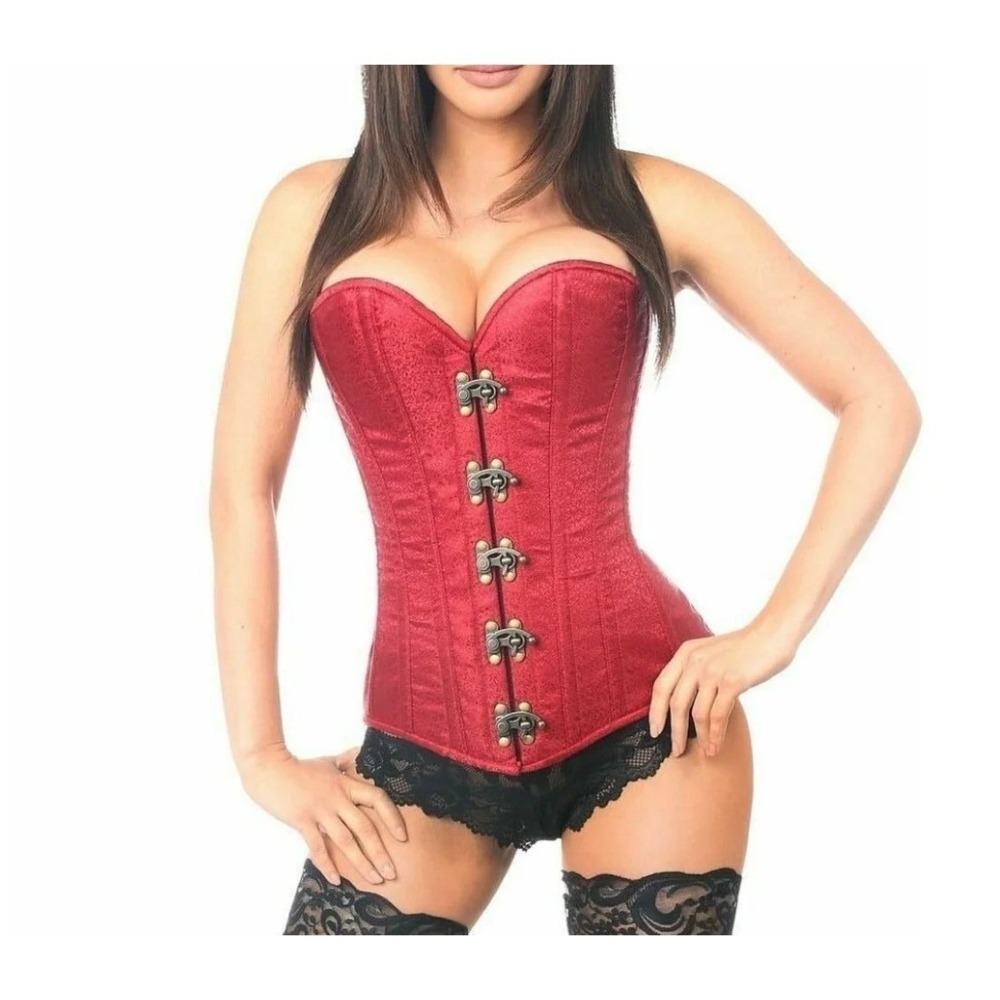 Top Drawer Wine Brocade Steel Boned Corset 6XL Red Clasp Renaissance Daisy